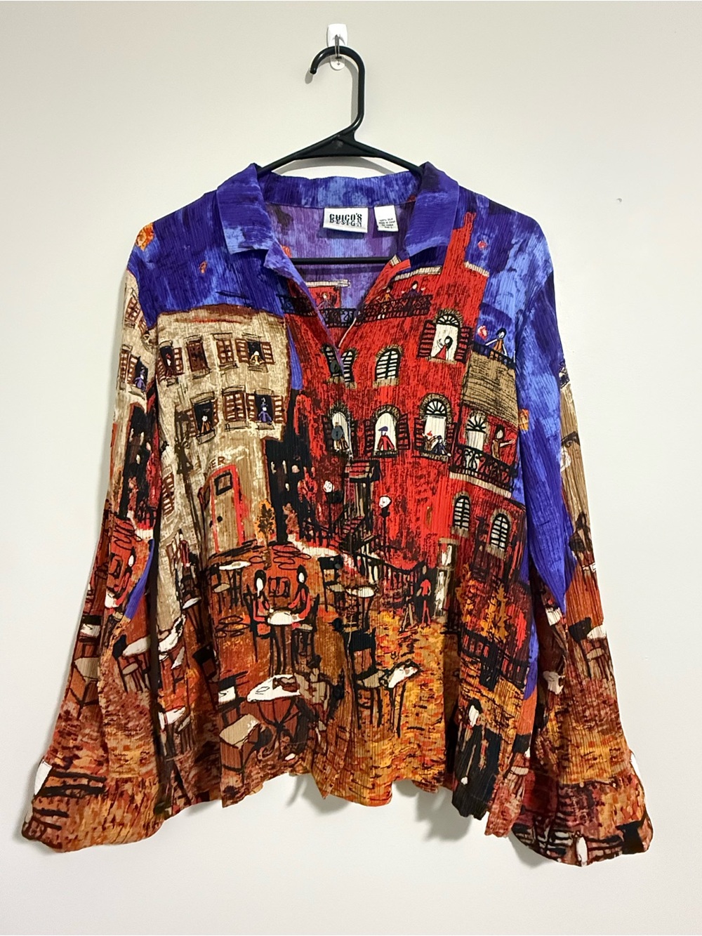 Chico’s Design Purple & Red Printed Button-Front Blouse